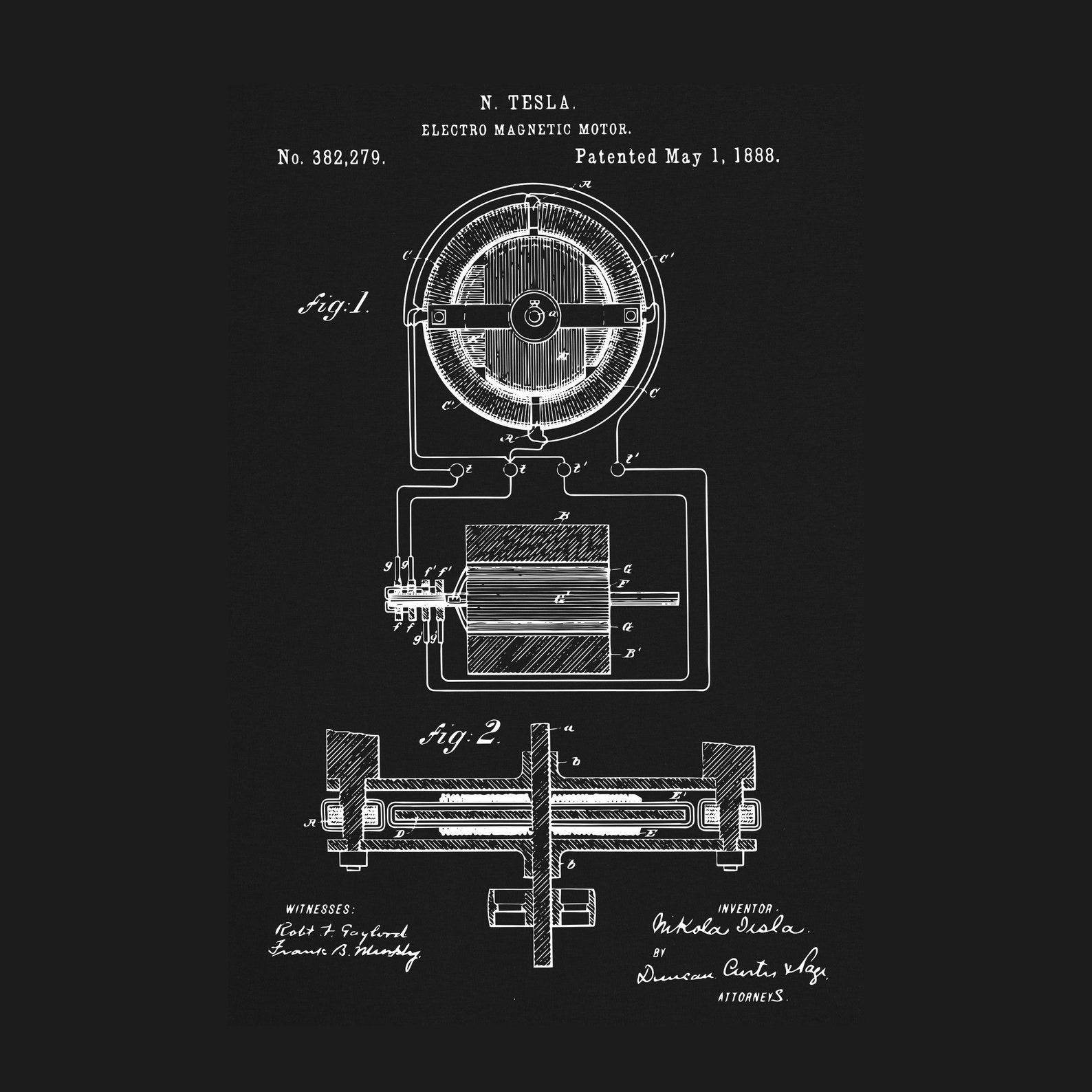 Nikola Tesla Electro Motor 1888 T-Shirt S