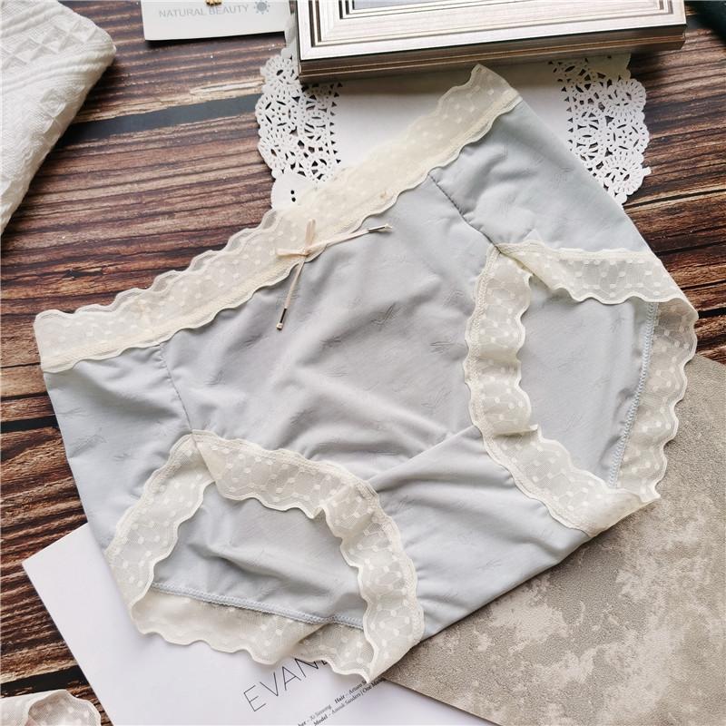 Girls' Underwear Summer Printed Breathable Light Soft Wrap Buttocks Lace Edge Girls' Briefs Ice Silk