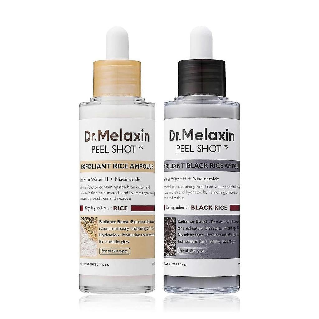 2PCS Dr.Melaxin PEEL SHOT GLOW EXFOLIANT RICE AMPOULE (WHITE RICE/BLACK RICE) 80ML less