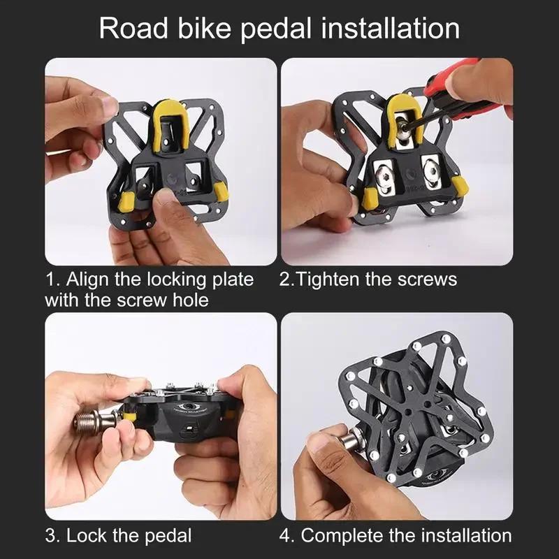 "Self-Locking Bike Pedals Quick Release for MTB/Road Bike, Lock Shoe Conversion Flat Pedals Cycling Accessories (Universal Fit)"