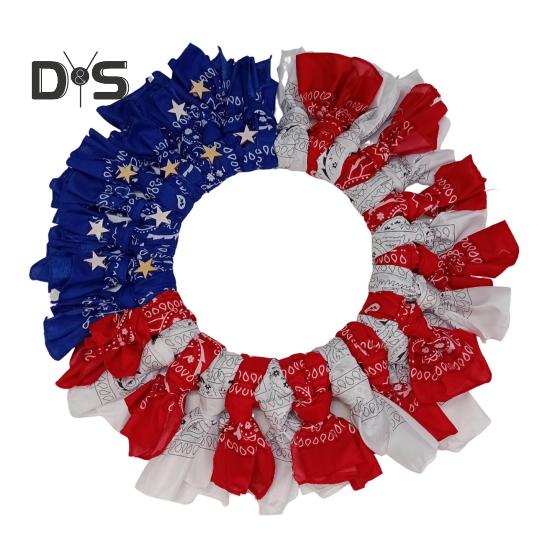 

Венок на входную дверь 4 июля патриотический приветственный знак красный белый синий звездный венок украшение на крыльцо на День памяти домашний декор стены S
