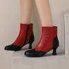 Mixed Colours Ankle Boots Women's Rivets Decor Kitten Heels Shoes Retro 2025 Autumn Winter Footwear