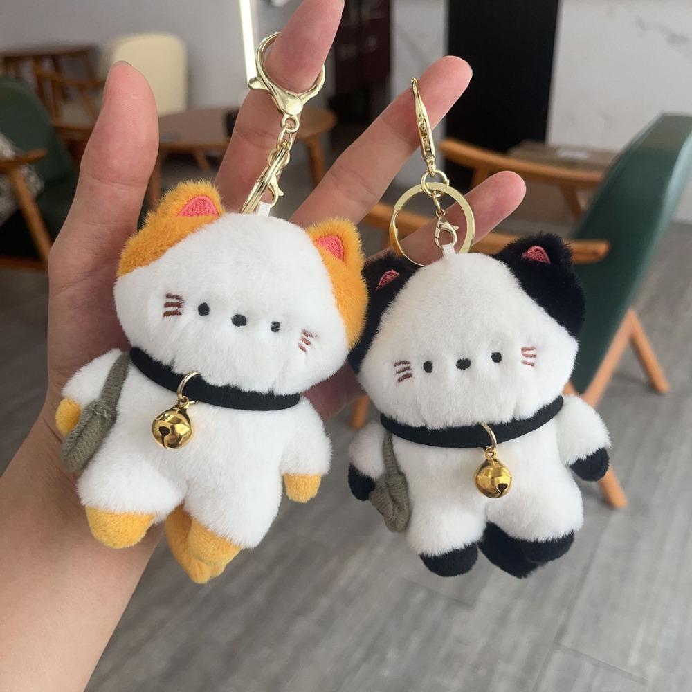 Travel Kitten Cat Plush Keyring Bell Plush Cat Doll Keychain Plush Cat Bag Pendant  Female Girls