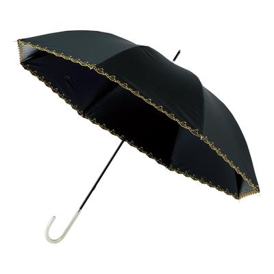Moonbat Long Sun and Rain Light Heat UV Apple Scallop Black [Esta] Women's Parasol, Protection, Blocking, Blocking, Protection, Design,