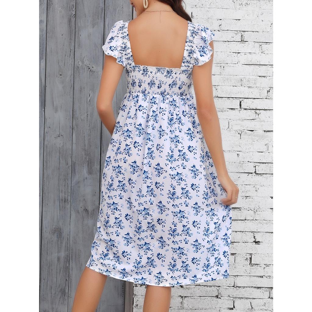 GMXIA Maternity Wear Printed One-shoulder Long Dress