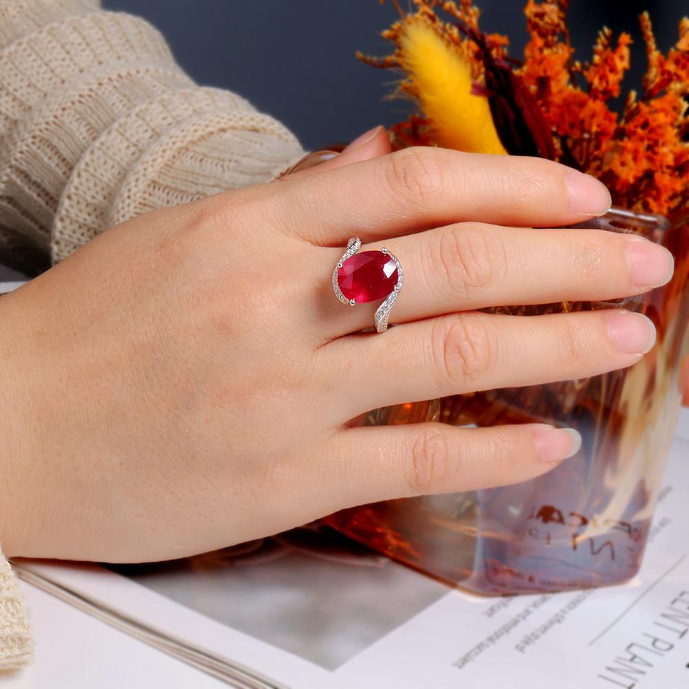 Luxury Natural Filled Ruby Ring 925 Sterling Silver Elegant Fashion Women Wedding & Banquet & Anniversary Gift