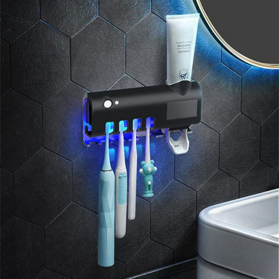 Smart UV Toothbrush Sterilizer & Wall-Mounted Toothpaste Dispenser Button Model