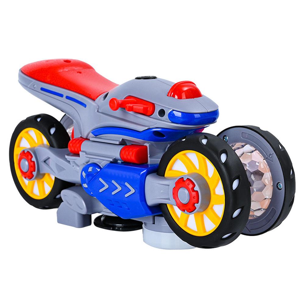 Auto-Rotating Wheels Motorcycle Model with LED Light and Music Transforming Motorcycle Electric Motorcycle Music Toy Kids Gift