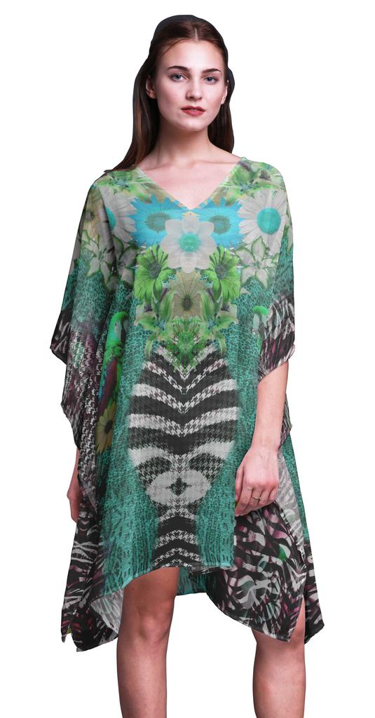 Phagun Damen Kaftan Urlaubs-Loungewear Midi-Kleid Strandüberwurf-4X-5X