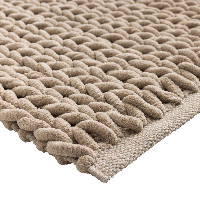 Tapis de bain - EDEN - Arielle - Chenille effet relief - 50 x 80 cm - Beige (Terracotta)