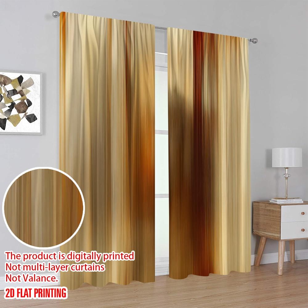 2D Flat Printing 2pcs Clearance  Curtain Smooth Color Durable Polyester  Without Electricity Family Party for Bedroom Living