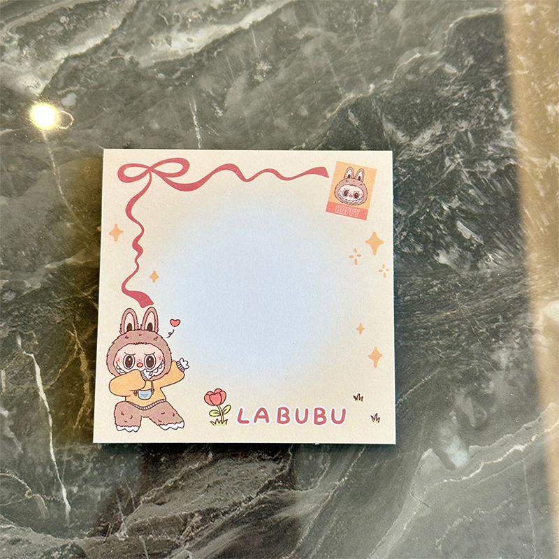 4Pcs Cute Labubu Self Adhesive Sticky Notes Cartoon Kawaii Note Paper Mini Portable Notebook School Supplies Student Stationery