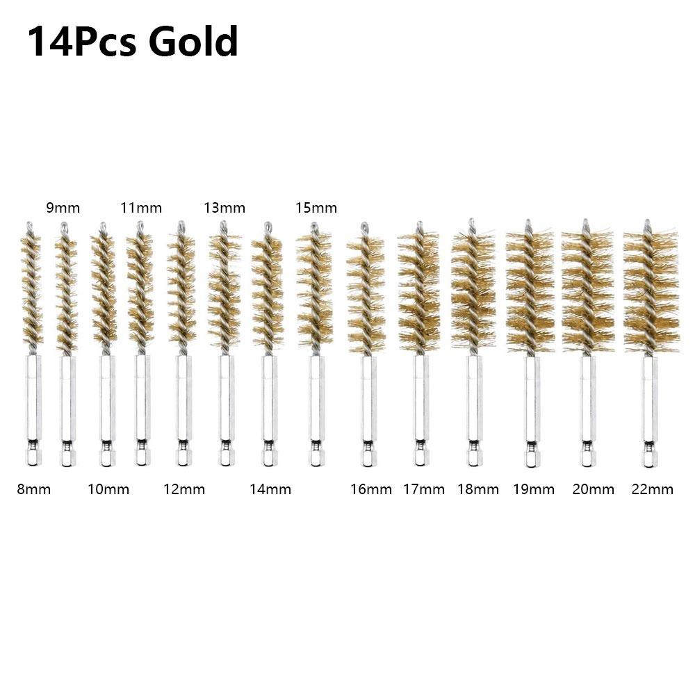 6/8/10/12/14Pcs With Handle Steel Bore Brush Cleaning Brush  for Power Drill Impact Driver