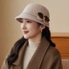 Autumn and Winter Basin Hat Retro Hepburn Style Bow Bucket Hat Ladies Elegant Woolen Fashion Basin Hat