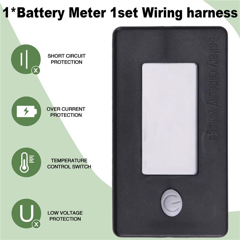 Golf Cart For Rv Vehicle Battery Meter LCD Display Volt Meter 10-100V Voltage Indicator Temperature Gauge For Cars Yacht