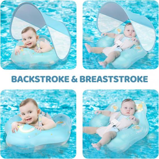 Baby Pool Float with Canopy and Safety Seat,Infant Swim Float & Pool Float & Baby Water Float & Swimming Floats UPF50+ UV Protection for Kids from 3