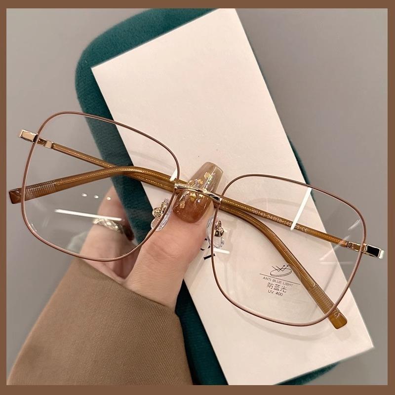 Small Frame Fashionable Square Glasses Flat Lens Personalized Anti Blue Light Glasses Temperament Women's Glasses