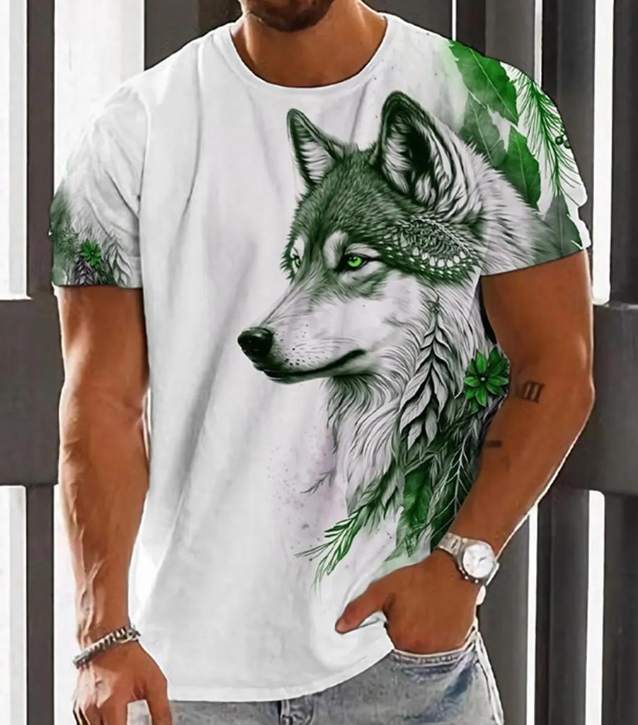 Pánské tričko pro muže Trička s 3D potiskem s grafikou Wolf Trička Módní topy nadměrné velikosti Krátké rukávy Léto Dámské Oblečení Trička Topy