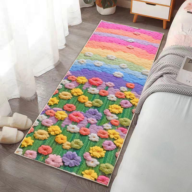 

Ковер у кровати, спальня, утолщенный, противоскользящий, устойчивый к грязи, простой в уходе, прямоугольный ковер для домашнего использования 50x120cm