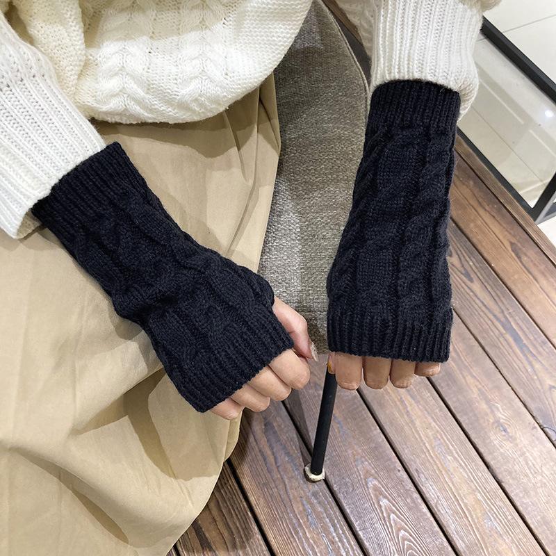 Fashion Half Finger Knitting Fried Dough Twists Sleeve Sleeve Wrist Guard Sweater Long Sleeve Outdoor Travel Warm Hand Sleeve