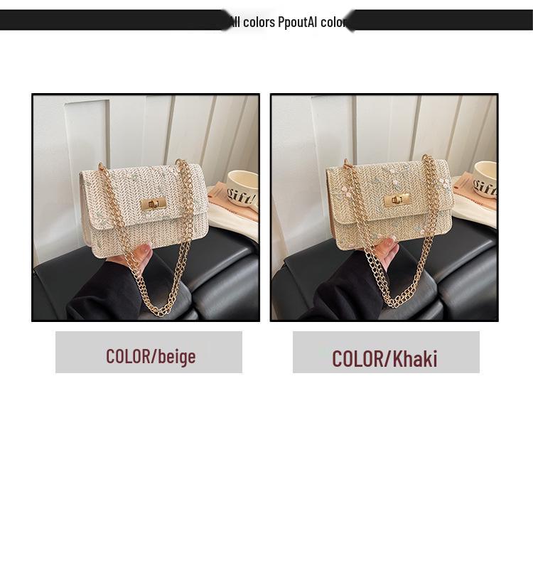 2026 Chic Straw Woven Floral Lace Square Bag - Women's Fashionable Chain Crossbody