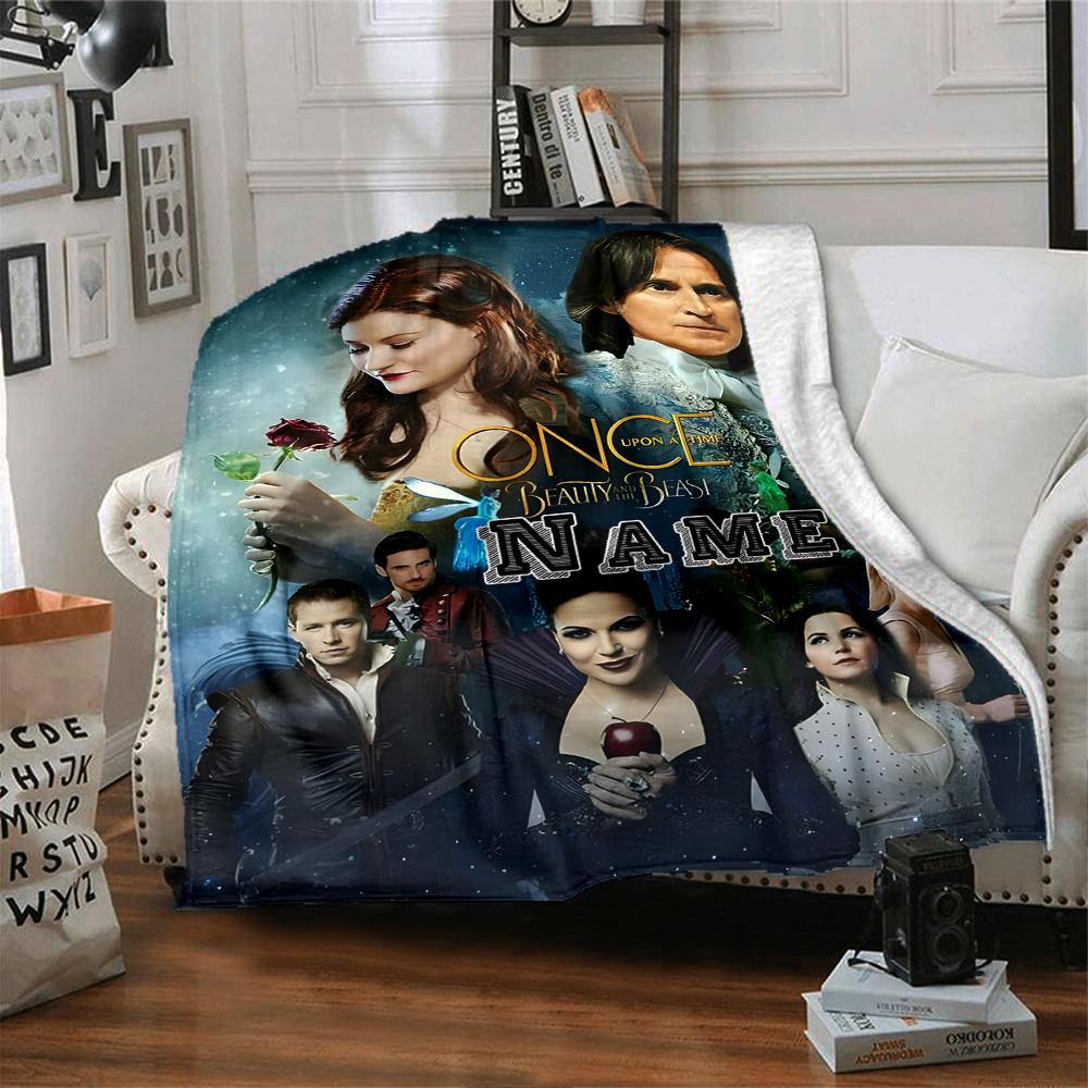 Once Upon A Time Beauty Beast Rose Castle Characters Four Seasons Blanket Customized With Your Name Lightweight And Warm Perfect Gift For Home Office