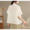 DIMANAF 2026 Women Plus Size New Summer Blouse Shirt Short Sleeve Casual Loose Print Lady Tops Shirts Cotton