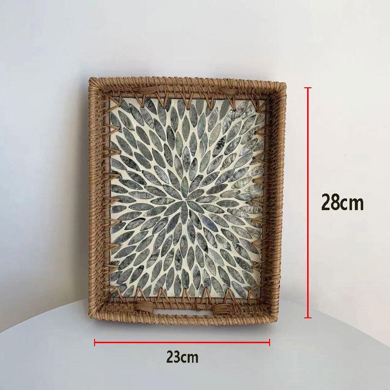 Rattan shell tray Fruit tray Rectangle tray Household bread basket Creative snack storage basket