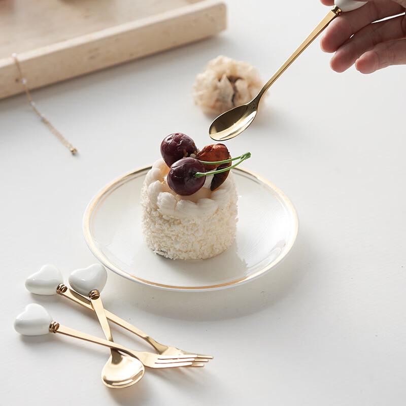 Zhishi Light Luxury Ceramic Handle Stainless Steel Dessert Forks