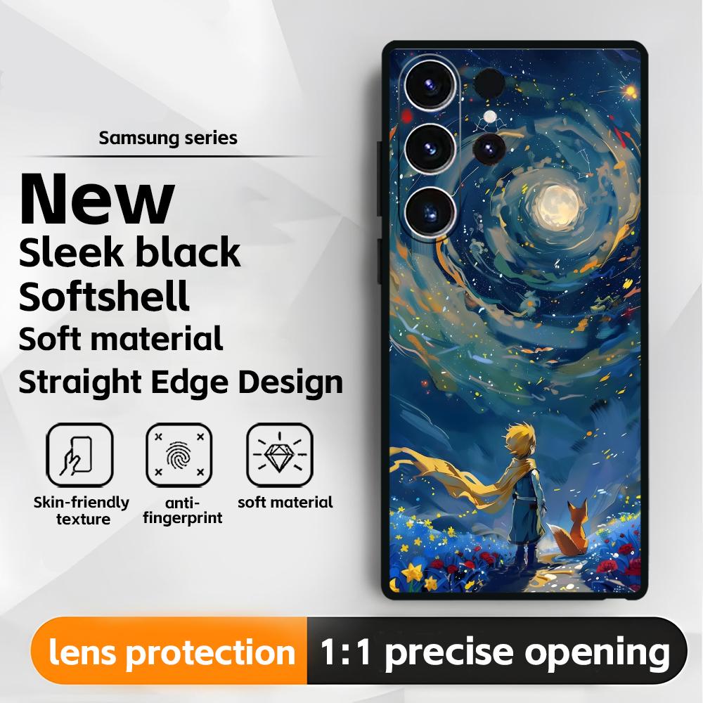 Anime The Little Prince Phone Case For Samsung Galaxy S25 S24 S23 S22 S21 S20 Plus Ultra Note20 Soft Black
