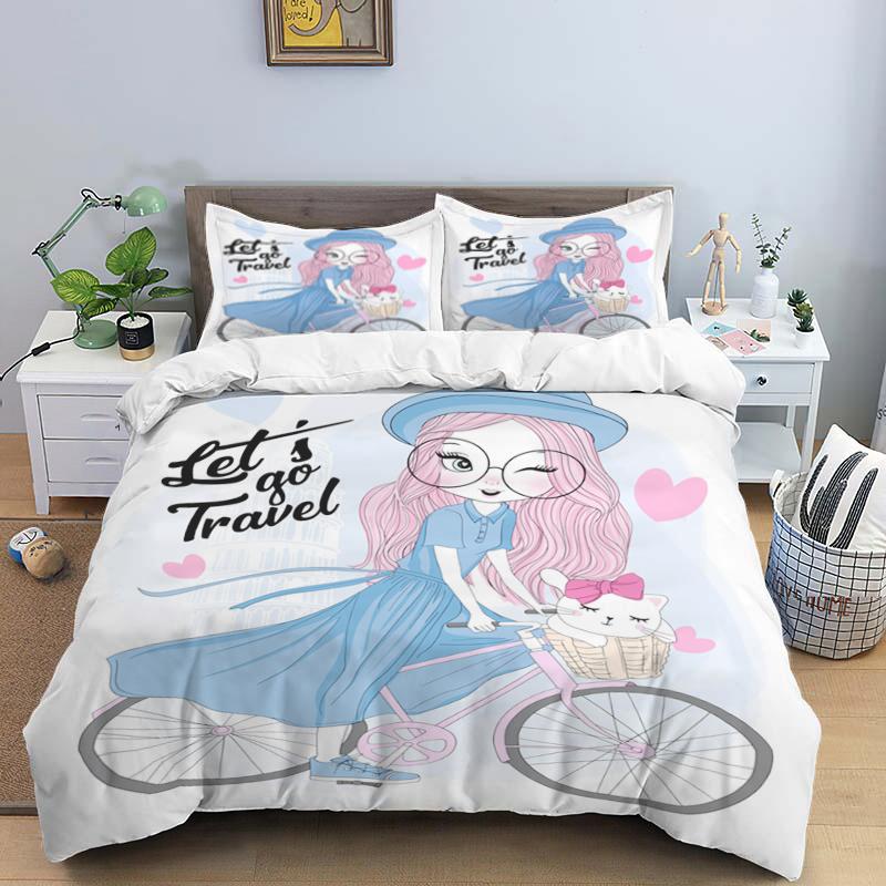 3D Bed set Beautiful Beach Bedding Bed Sets Modern Quilt Cover+pillowcases Winter California King Bedding Sets Jogo De Cama Bed