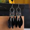 New Earrings with Fashionable Waterdrop Diamond-studded Feather Earrings