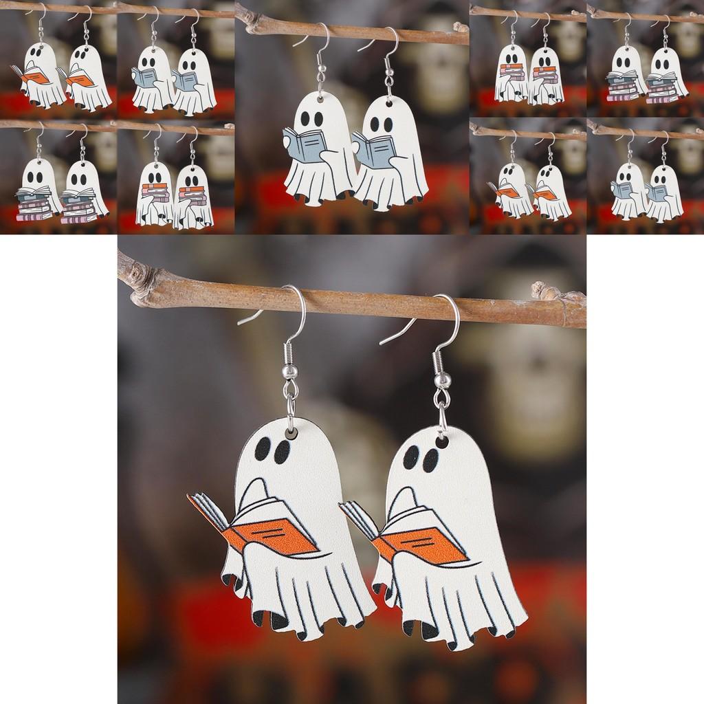 Unique Handmade Wooden Ghost Earrings Perfect For Halloween Book Lovers And Fans