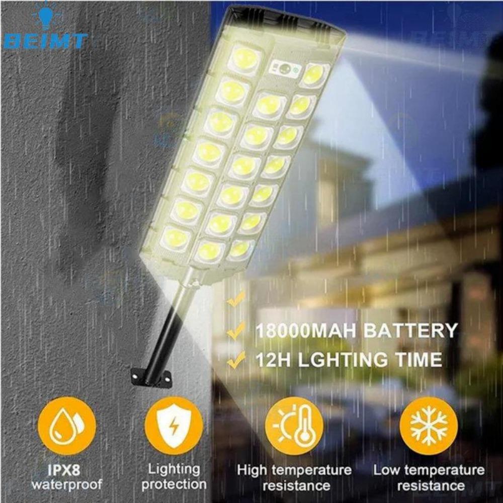 New LED Strong Light Street Light Three Row COB Solar Lights Balcony Induction Light Garage Remote Control Light Outdoor Courtyard Garden Lighting