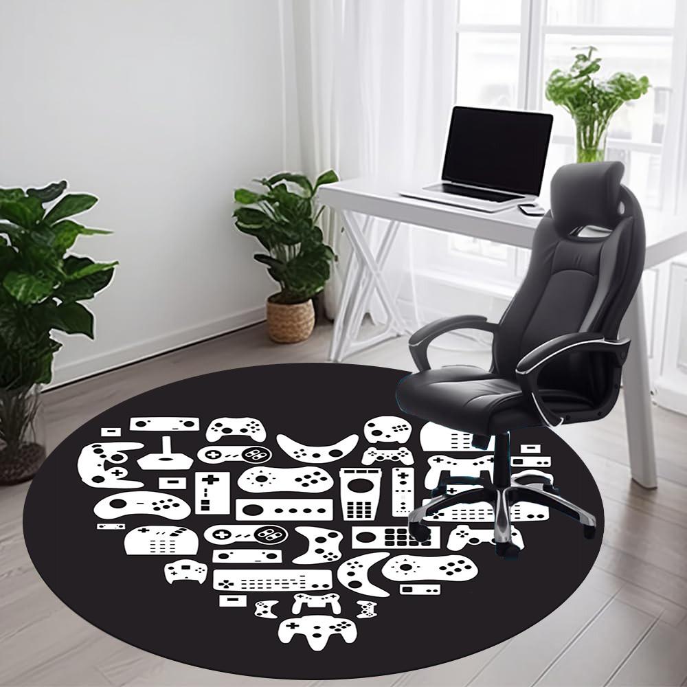 1pc Gamer Console Office Round Area Rug, Under Office Chairs Bedroom Living Room Home Decor, Room Deco