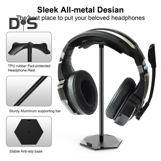 Gaming Headset Stand Rack Desktop Organizer with Anti-slip Base Arched Design High Stability Universal Headphone Display Bracket