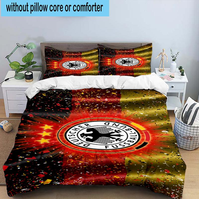3pcs Germany Football Emblem Printed Bedding Set Duvet Cover Closure Includes 1 Duvet Cover & 2 Pillowcases Bedding Sets Home Decor Gifts