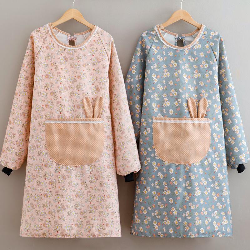 2024 Women's Long Sleeve Waterproof Kitchen Apron - Oil-Proof Coveralls for Home Use