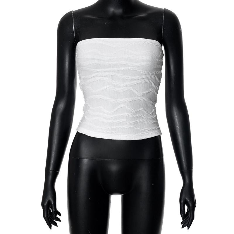In stock, European and American women's clothing spring sleeveless solid color tube top slim-fitting open-button top wholesale