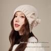 Women's Pure Wool Knitted Hat with Bow - Warm, Fashionable, Ear-Protecting, and Face-Slimming for Autumn and Winter