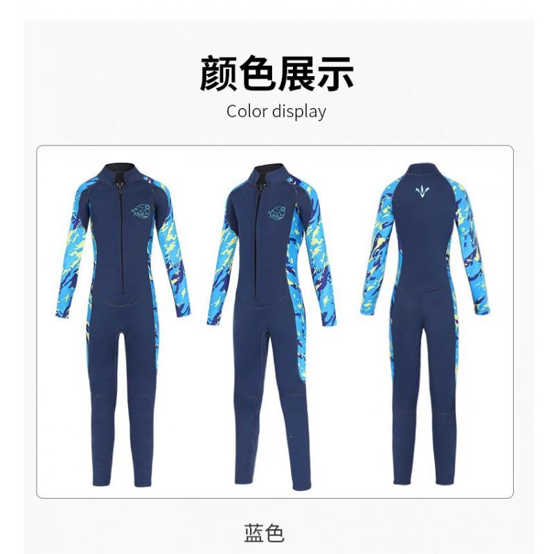 2.5mm Kids Full Body Wetsuit Long Sleeve Neoprene Dive Suit Swimming Surfing Snorkeling UV Protection Warm