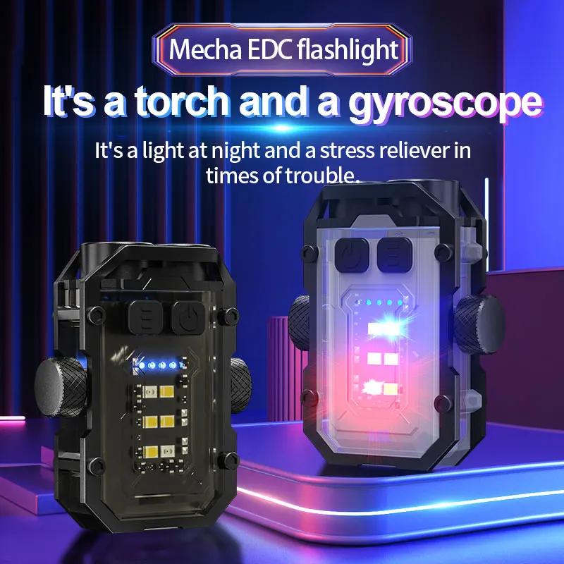 

Мини-светодиодный брелок для ключей, портативный магнитный фонарик EDC, уличный фонарик для кемпинга, рыбалки, аварийной работы, шляпа, клипса, лампа с гироскопом White 1PC