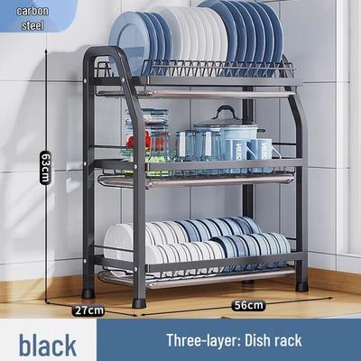 Multifunctional 3-Tier Dish Drying and Storage Rack
