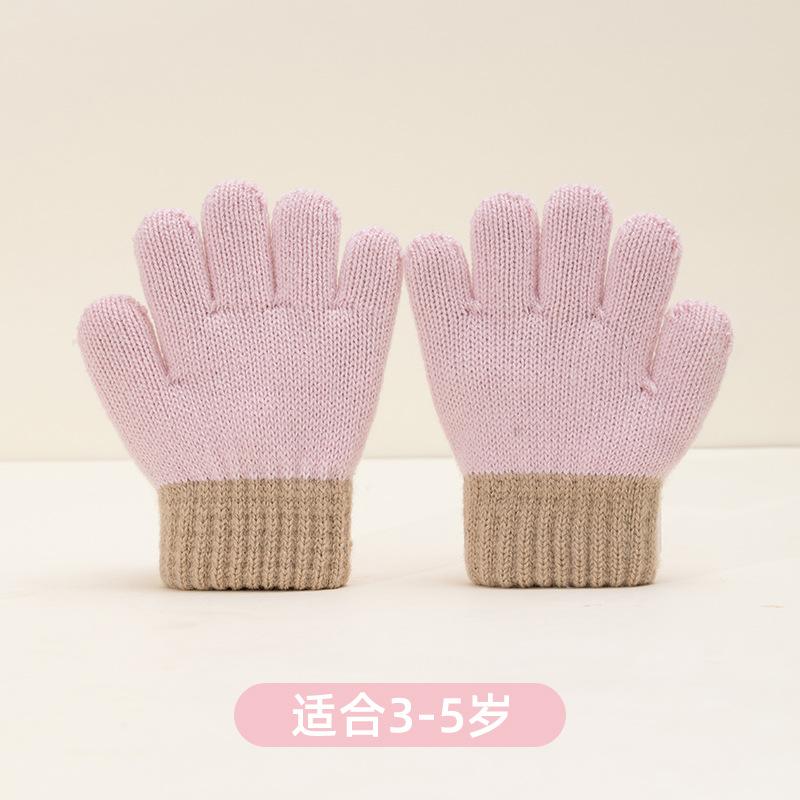 

Детские шерстяные перчатки с пятью пальцами контрастного цвета для мальчиков и девочек, зимние, теплые, вязаные, утолщенные, универсальные Mark the age according to the options and select