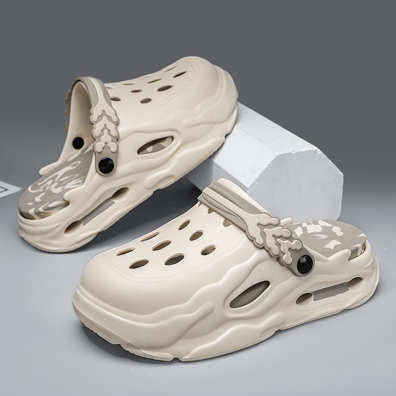 Personalized Couple EVA Hole Shoes Non-slip Wear-resistant Soft Elastic Heightening Sole Simple Leisure Outdoor