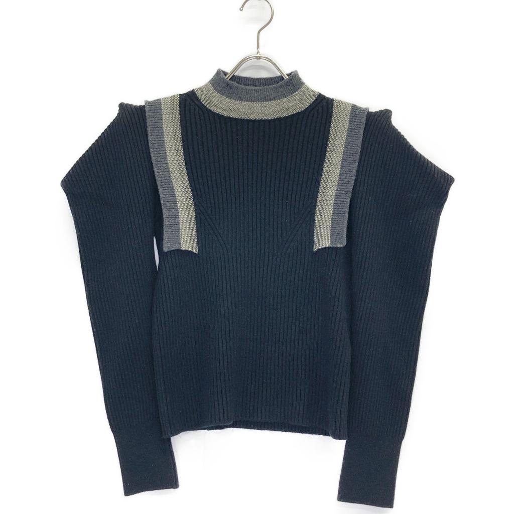 UNITED TOKYO Black 143330008 Wool Blend Cocoon Shoulder Knit Tops FREE blackUsed