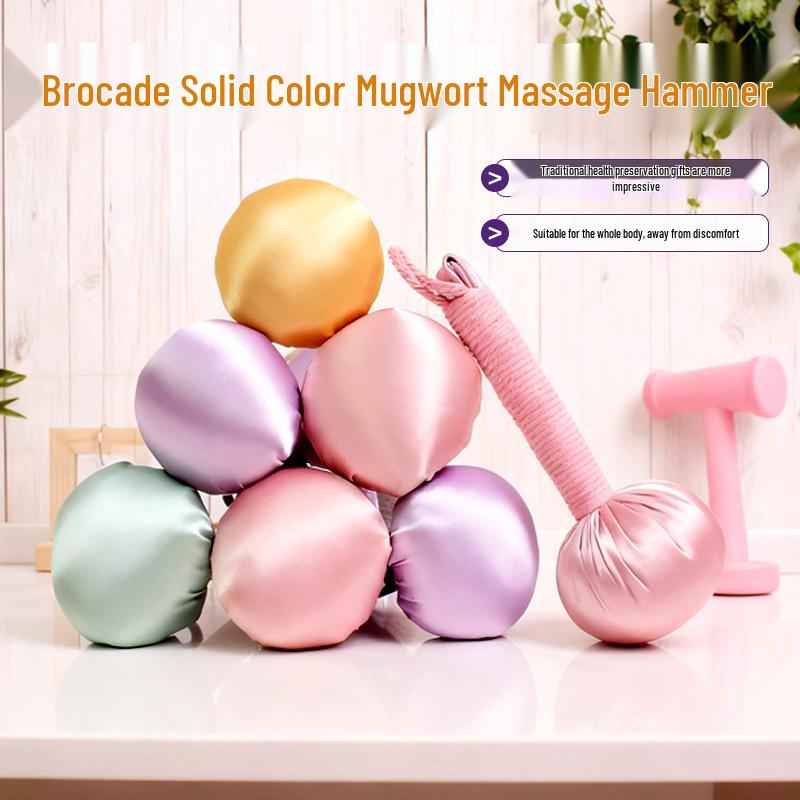 Year of the Horse Mugwort Meridian Massage Hammer - Solid Color Brocade Multifunctional Health Gift
