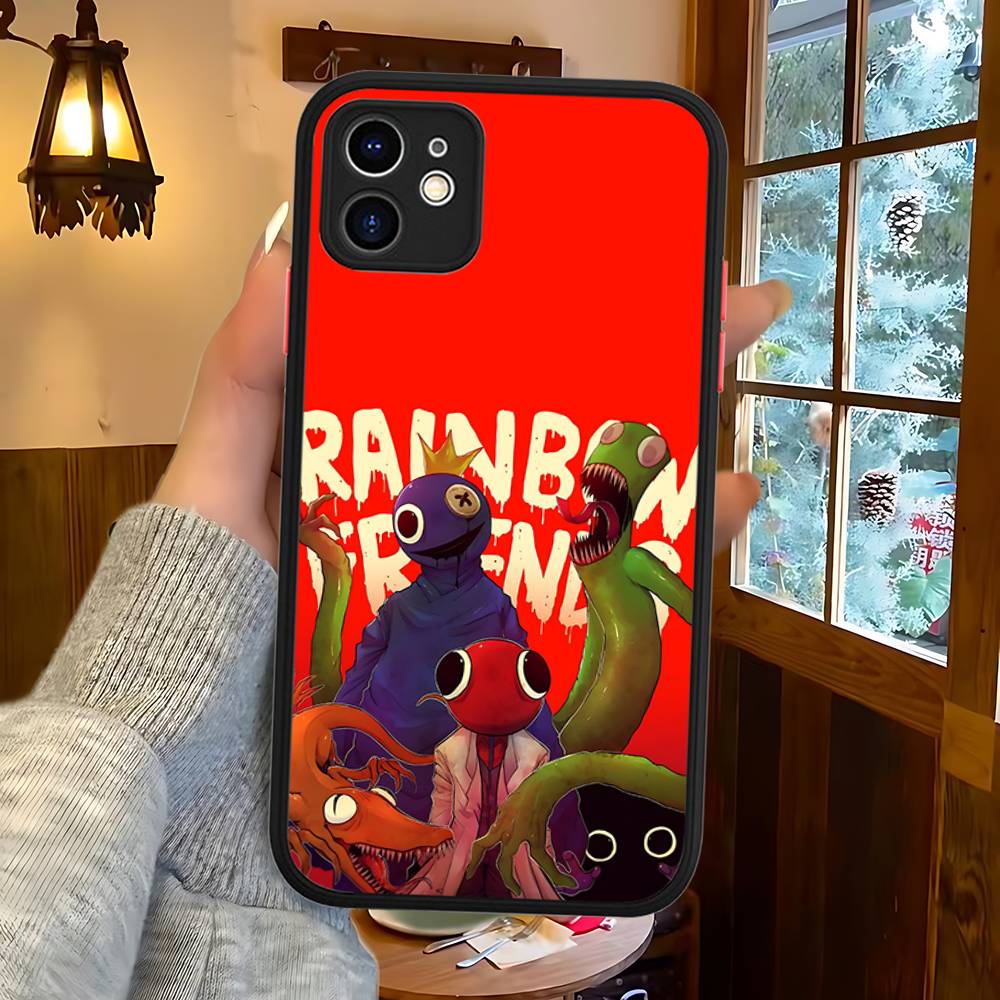 Cartoon R-Rainbow Friends For IPhone 16 15 13 12 14 11 Pro Max X XS MAX Color Case Matte Silicone Phone Cover