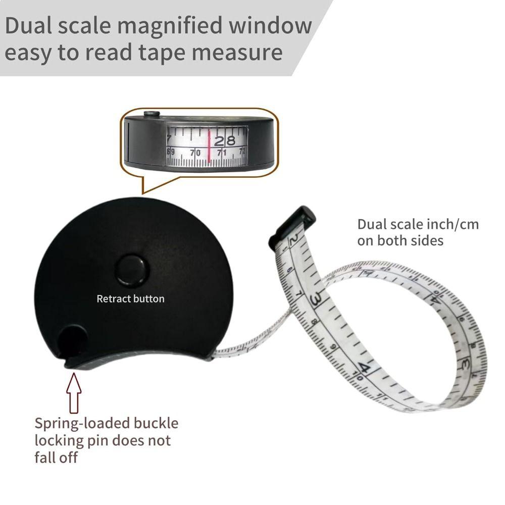 Retractable Window Reading Soft Tape Measure with Locking Pin Measurement Sewing Ruler