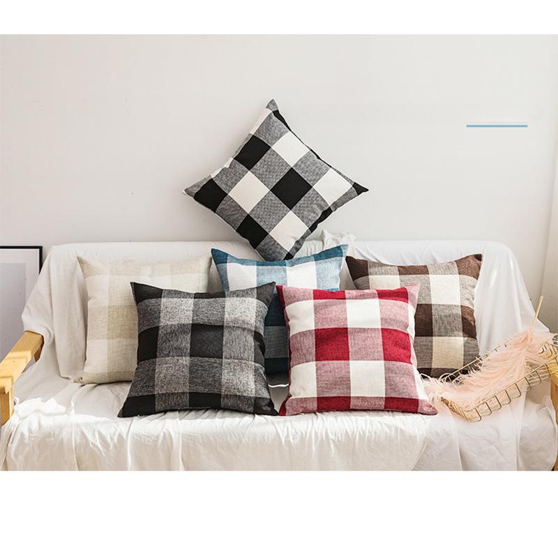 Plaid Pillow Cover Home Pillow Cover Car Cushion Ins Scandinavian Sofa Cushion